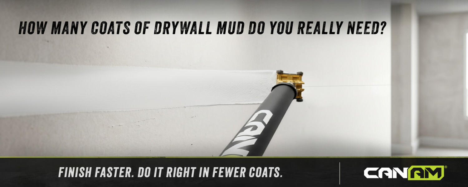 CanAm flat applicator and compound tube laying mud onto a flat drywall joint in one pass