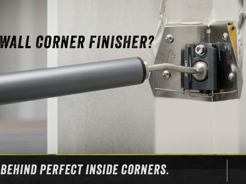CanAm corner finisher on a flusher handle running an inside drywall corner in one pass