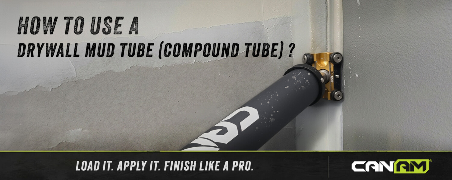 CanAm compound tube with an inside corner applicator laying mud into an inside drywall corner